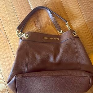 Brown leather purse.